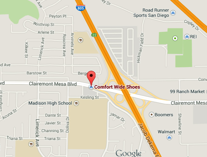 Comfort Wide Shoe Store Map